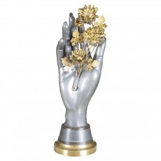 Murda hand sculpture with brass floral elements 